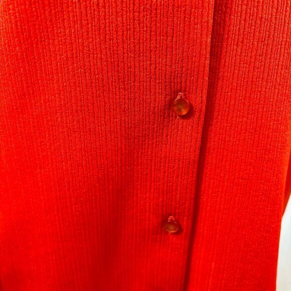 Ladies vintage Janni Originals Textured Neck Tie Button Down Blouse Red Size 16 - Picture 9 of 11